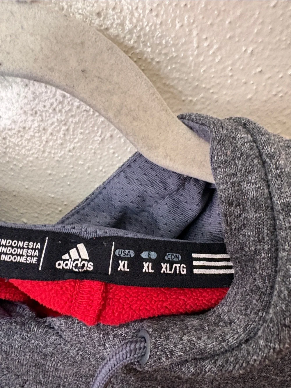adidas Gray & Red Hooded Zip Pullover with Chest 'W' Logo